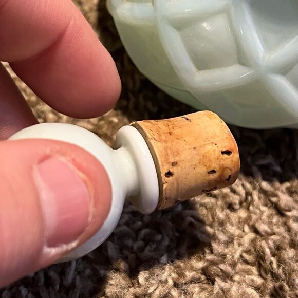 Color Lite blue Opaline Basket Weave Patterned glass with Lid and Cork. - Picture 3 of 9